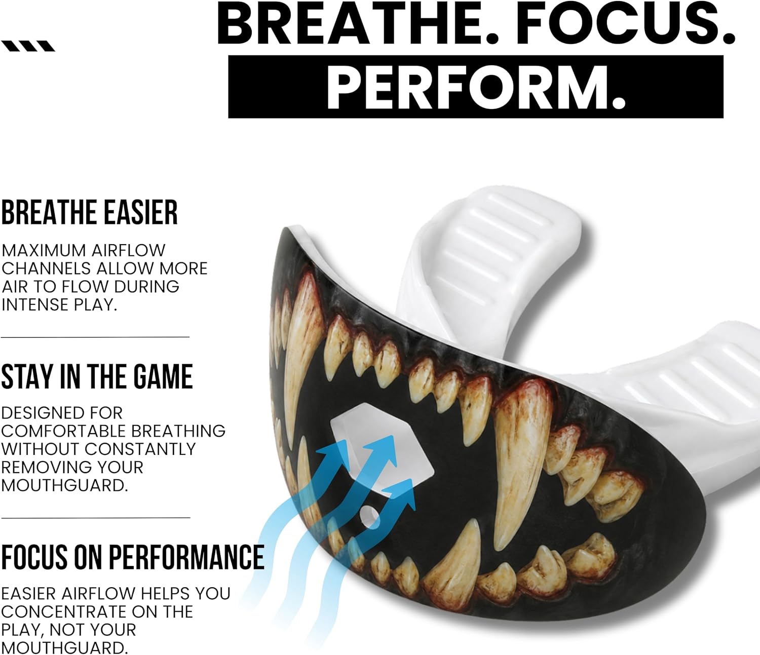 Football Mouth Guard with Strap for Youth & Adults - Werewolf Teeth