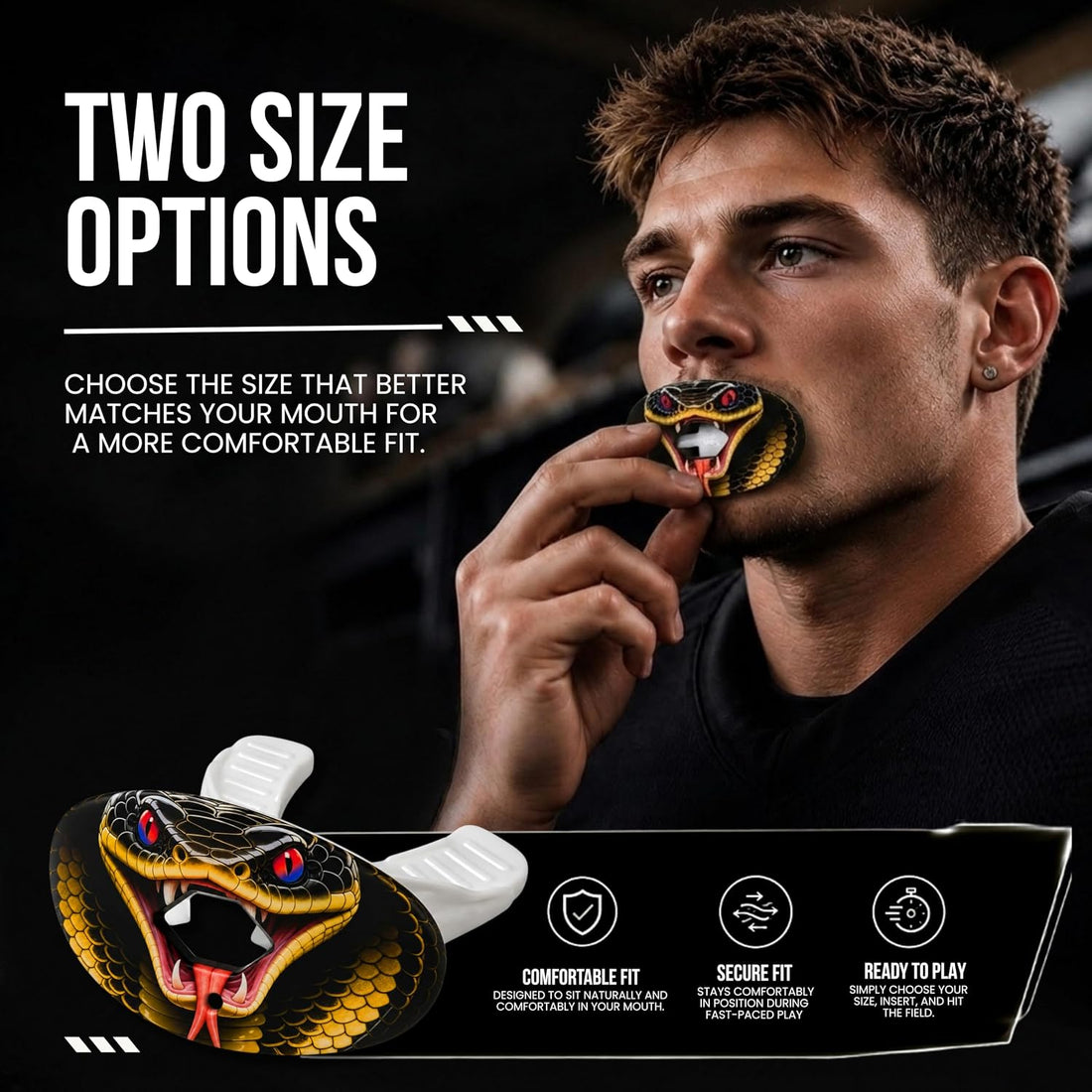 Football Mouth Guard with Strap for Youth & Adults - Cobra
