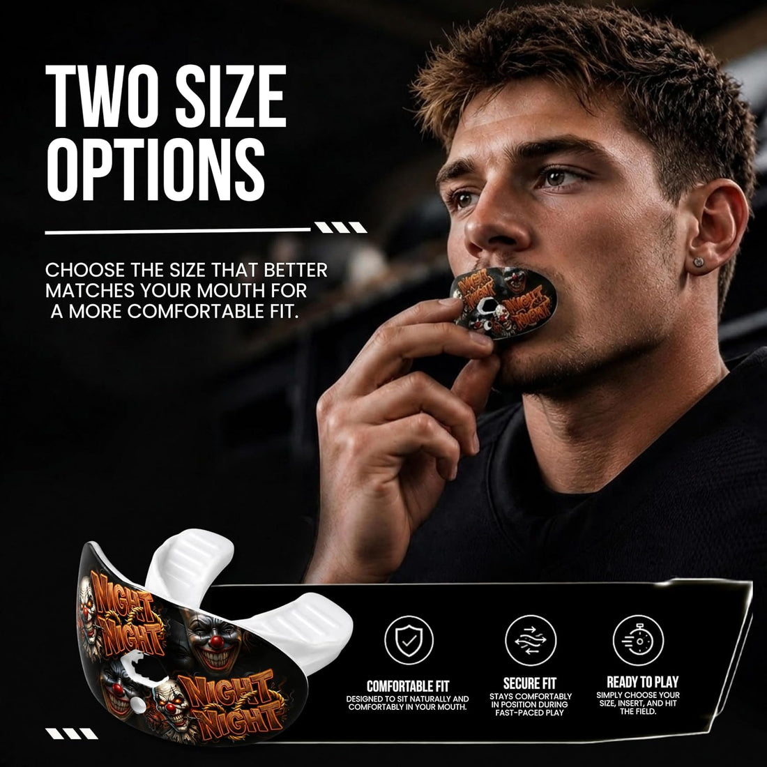 Football Mouth Guard with Strap for Youth & Adults - Night Night