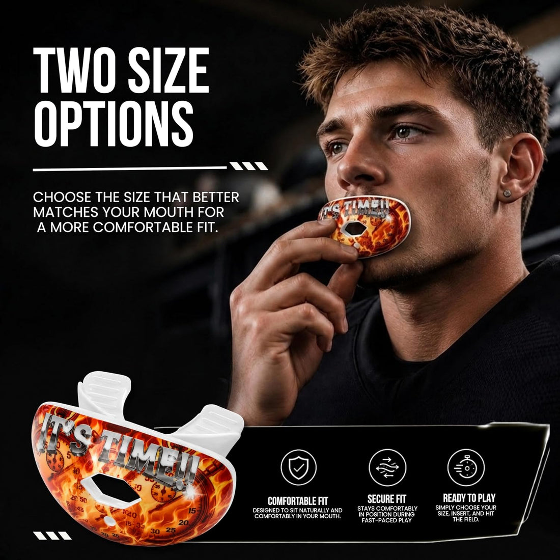 Football Mouth Guard with Strap for Youth & Adults - Its Time 2