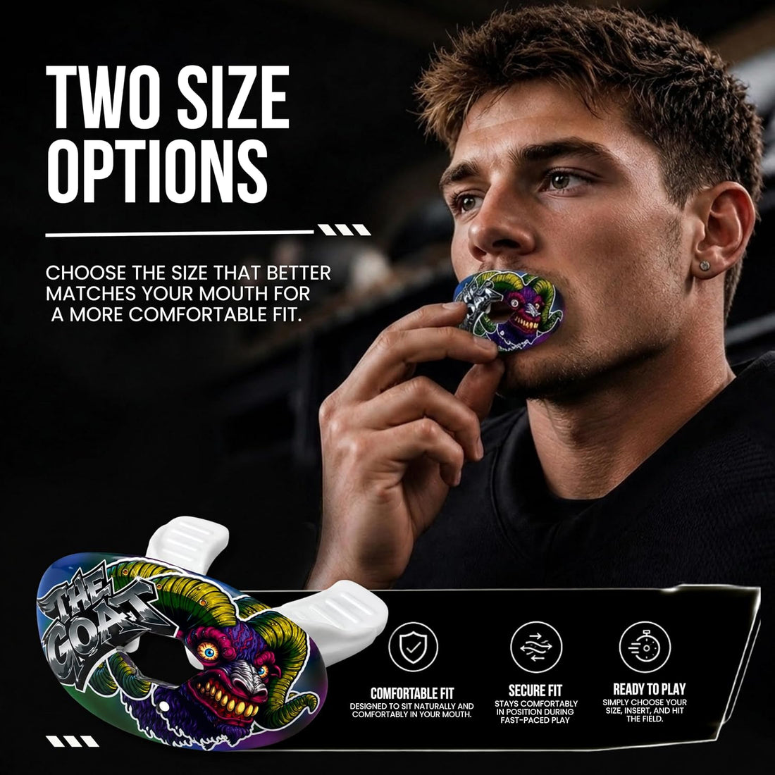 Football Mouth Guard with Strap for Youth & Adults - The Goat