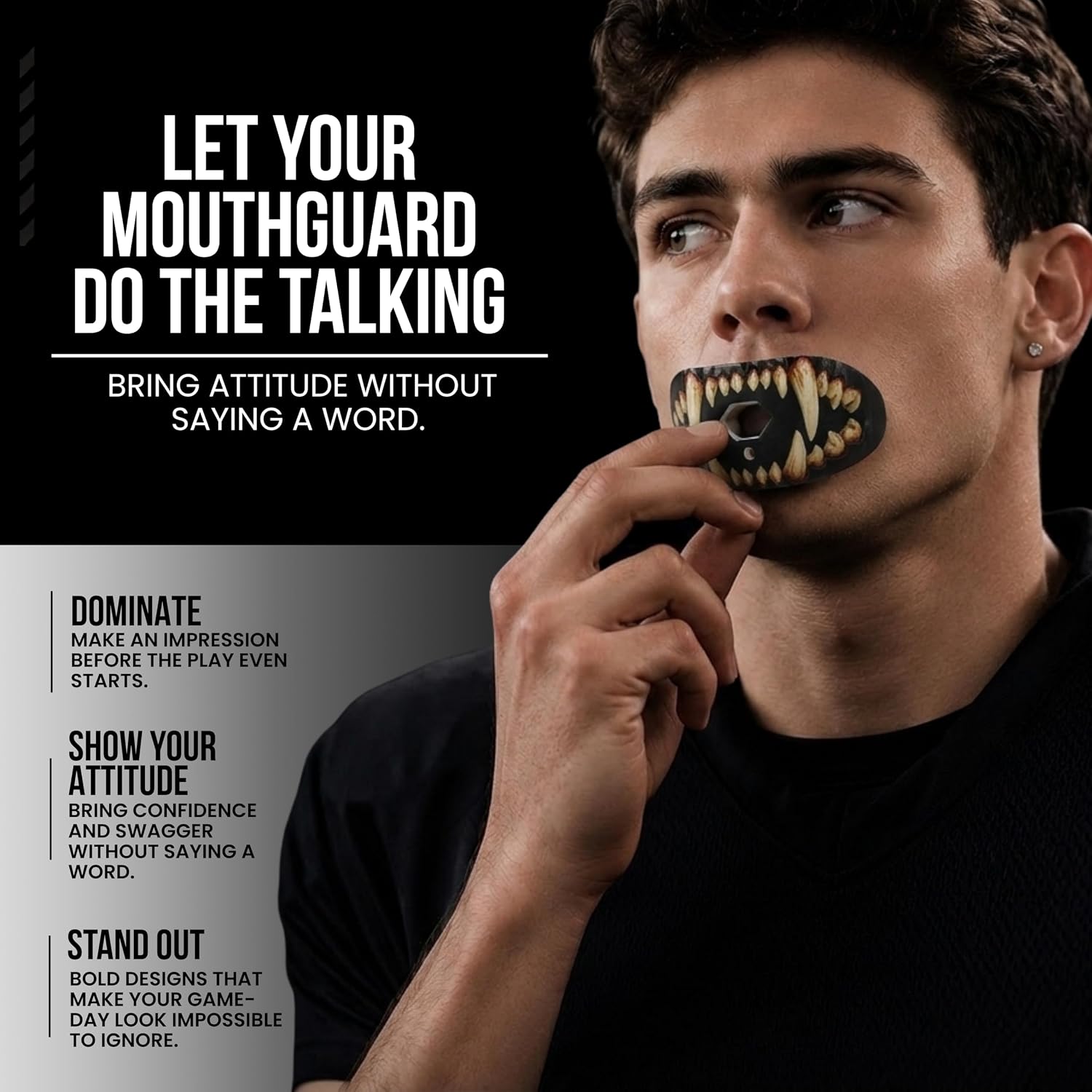 Football Mouth Guard with Strap for Youth & Adults - Werewolf Teeth