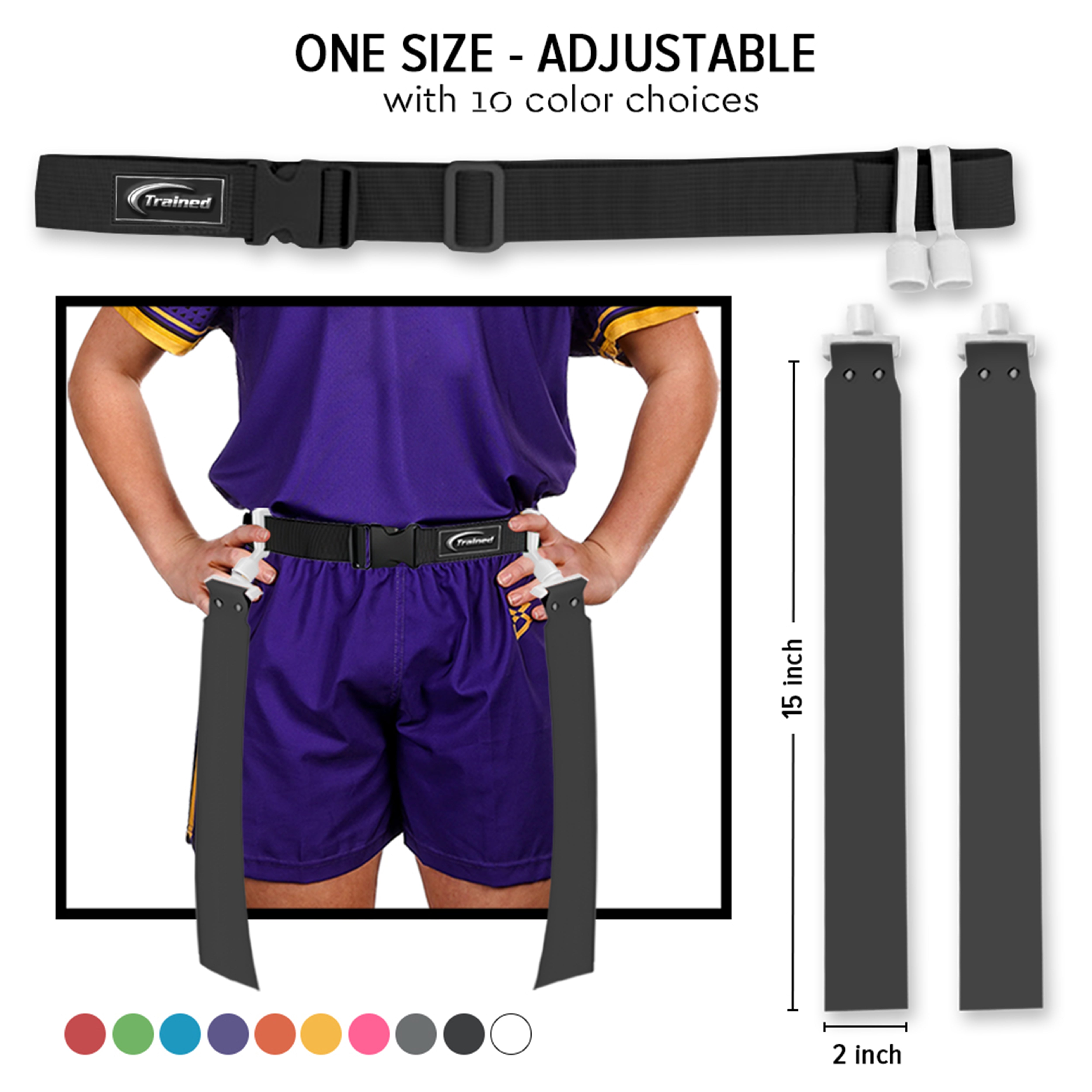 Trained Flag Football Set – Adjustable Flag Football Belt with 2 Flags & Audible Pop.