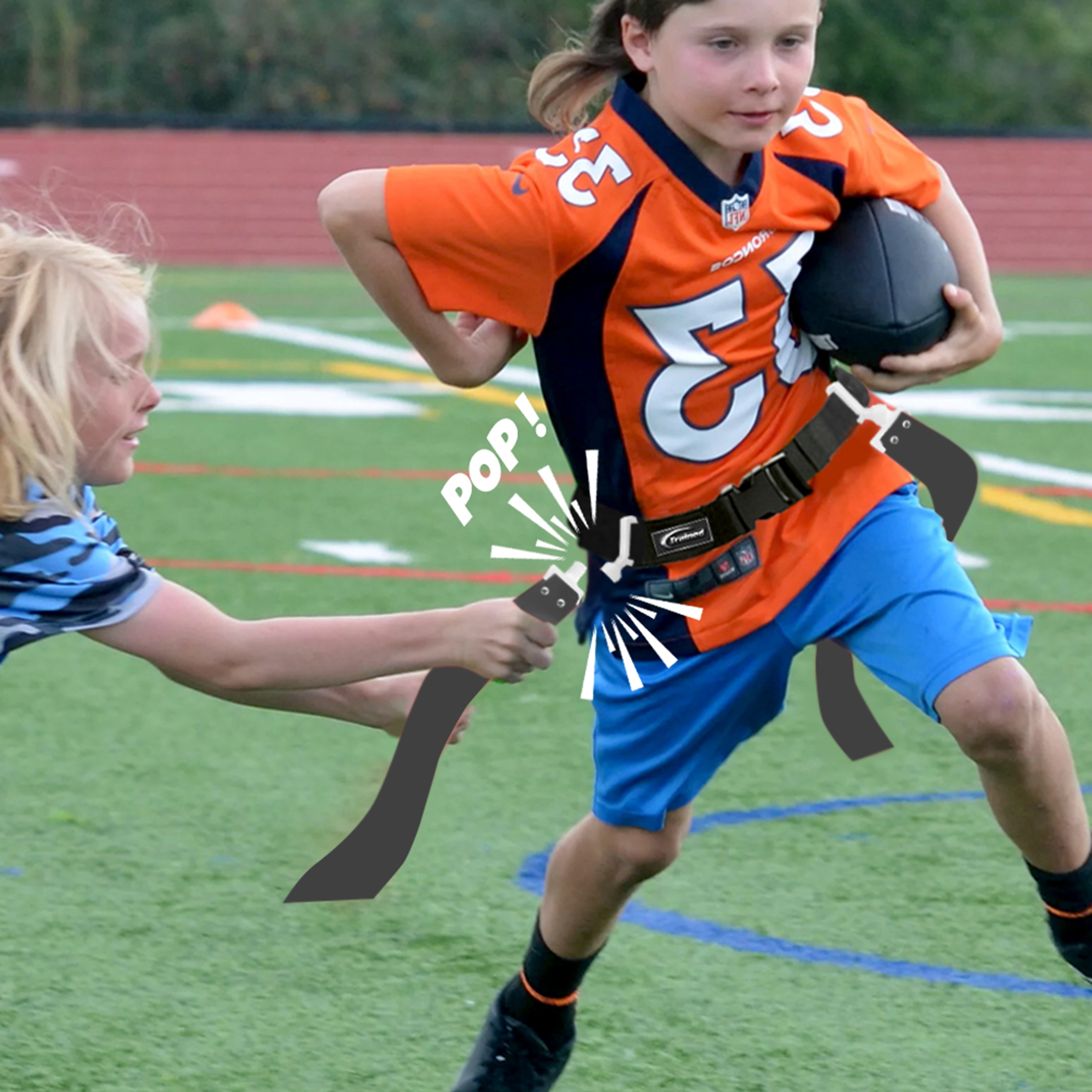 Trained Flag Football Set – Adjustable Flag Football Belt with 2 Flags & Audible Pop.
