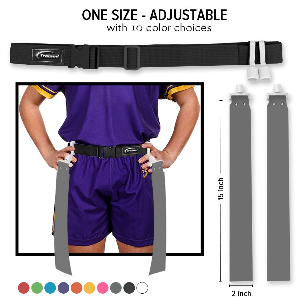 Trained Flag Football Set – Adjustable Flag Football Belt with 2 Flags & Audible Pop.