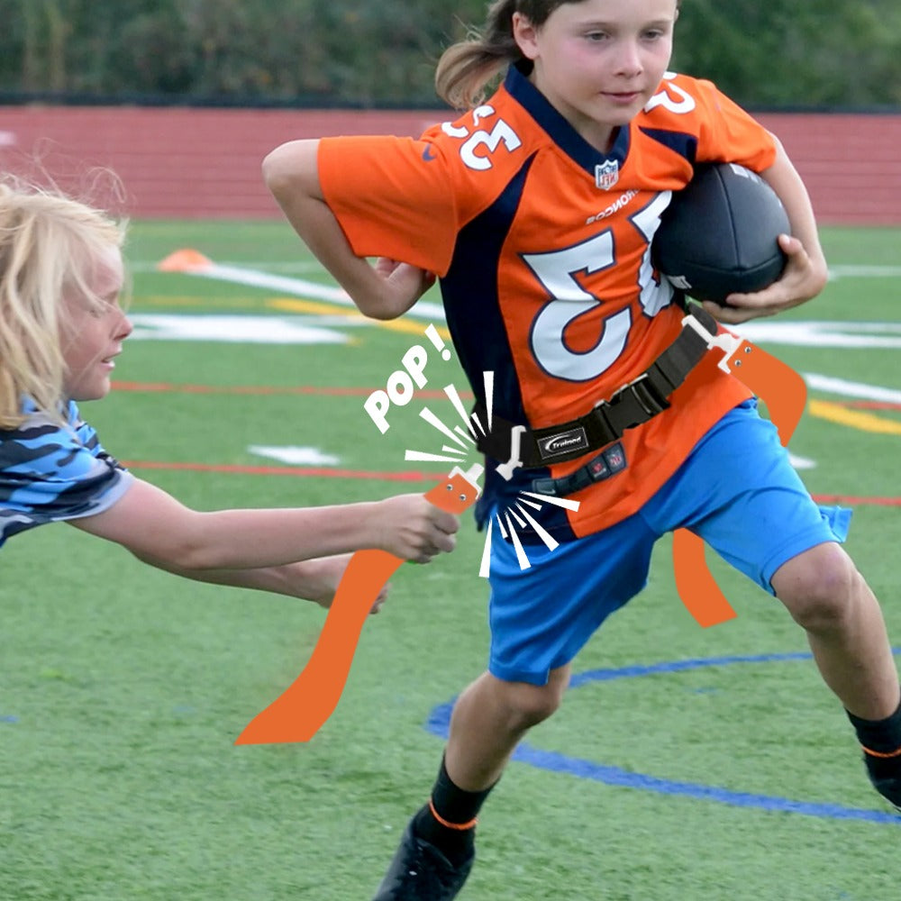 Trained Flag Football Set – Adjustable Flag Football Belt with 2 Flags & Audible Pop.