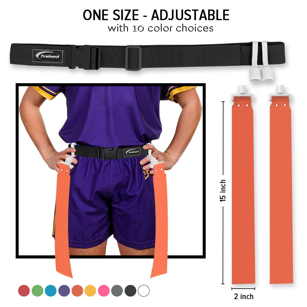 Trained Flag Football Set – Adjustable Flag Football Belt with 2 Flags & Audible Pop.