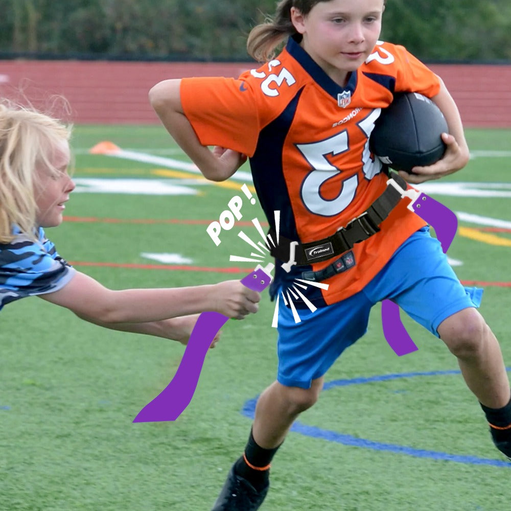 Trained Flag Football Set – Adjustable Flag Football Belt with 2 Flags & Audible Pop.