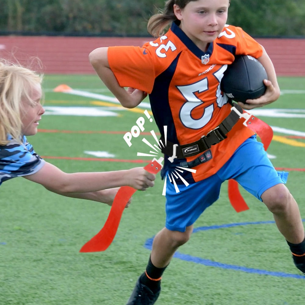 Trained Flag Football Set – Adjustable Flag Football Belt with 2 Flags & Audible Pop.