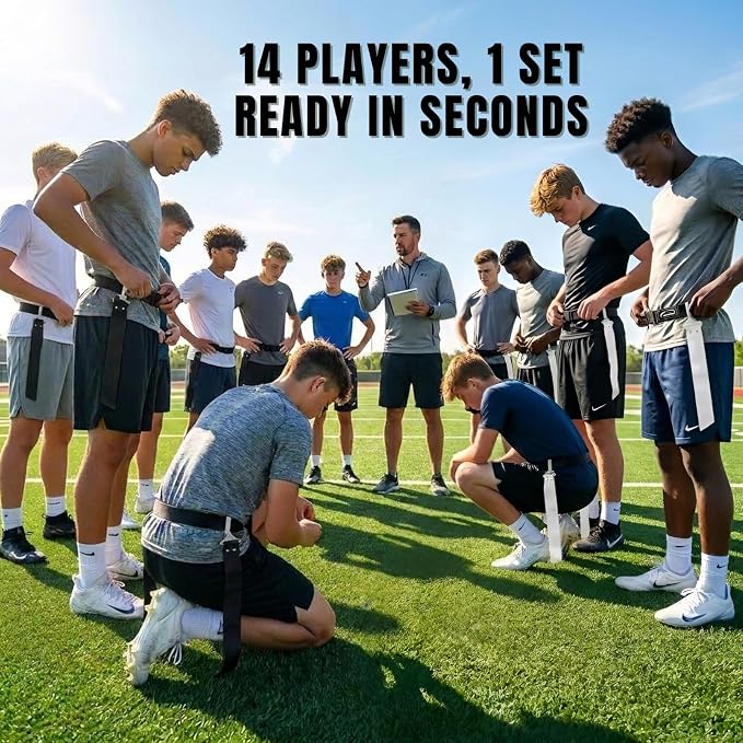 14 Man Adjustable Flag Football Belt Set, One Size Fits All