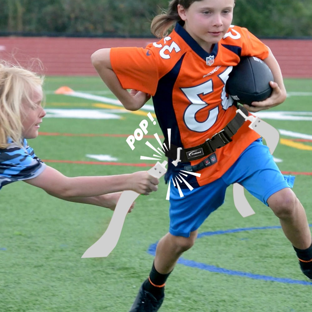 Trained Flag Football Set – Adjustable Flag Football Belt with 2 Flags & Audible Pop.