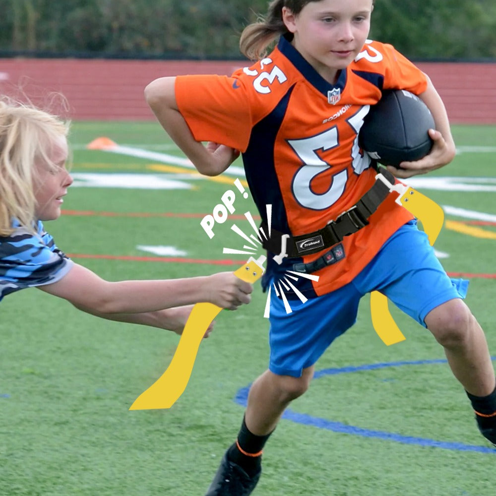 Trained Flag Football Set – Adjustable Flag Football Belt with 2 Flags & Audible Pop.
