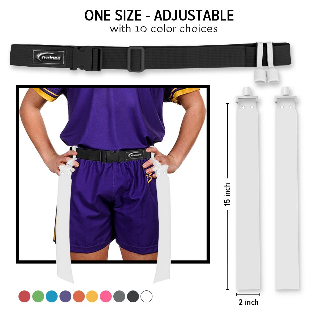 Trained Flag Football Set – Adjustable Flag Football Belt with 2 Flags & Audible Pop.