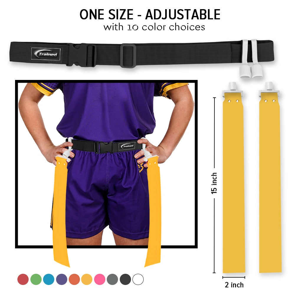 Trained Flag Football Set – Adjustable Flag Football Belt with 2 Flags & Audible Pop.